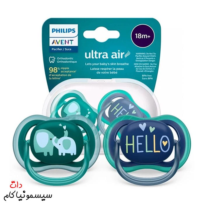 پستانک-اونت-الترا-ایر-بالای-18-ماه-فیل-و-HELLO-کد-SCF349/18 (1)